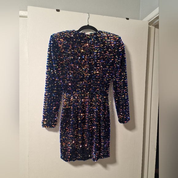 HELSI Milena Elegant Black Sequin Long Sleeve Dress XS Designer Neiman Marcus - Picture 3 of 16